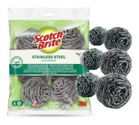 Scotch-Brite Lot de 6 éponges à récurer en Spirale en Acier Inoxydable - Idéal pour Les poêles en Fonte - Nettoyage Puissant - Éponge de Cuisine - pour Cuisine, Garage, extérieur