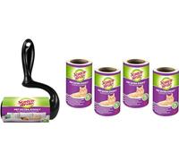 Scotch-Brite Pet Extra Sticky Brosse Adhésive pour Poils d'animaux + 4 Recharges (48 Feuilles), 240 Feuilles au Total, Blanc