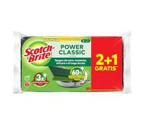 Scotch-Brite Power Classic - Éponge Abrasive antibactérienne 2+1 Gratuite - idéale pour Le Nettoyage Quotidien des Plats, poêles antiadhésives et Surfaces en Verre