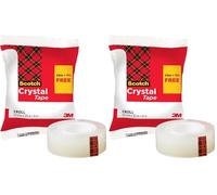Scotch Crystal Ruban Adhésif Transparent, 1 Rouleau, 19 mm x 25 m + 8 m GRATUITS - Ruban Adhésif Transparent à Usage Général pour l'Ecole, la Maison et le Bureau (Lot de 2)