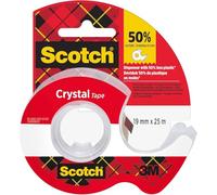Scotch Crystal Ruban Adhésif Transparent, 1 Rouleau sur le Dévidoir Manuel 19 mm x 25 m - Ruban Adhésif Transparent à Usage Général pour l'Ecole, la Maison et le Bureau