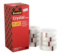 Scotch Crystal Ruban Adhésif Transparent, Multi-Pack, 8 Rouleaux, 19mm x 33 m - Ruban Adhésif Transparent à Usage Général pour l'Ecole, la Maison et le Bureau