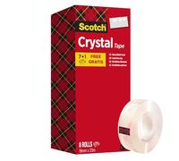 Scotch Crystal Ruban Adhésif Transparent , Multi-Pack, 8 Rouleaux, 19mm x 33 m - Ruban Adhésif Transparent à Usage Général pour l'Ecole, la Maison et le Bureau