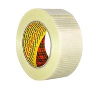 Scotch DE272958237 Ruban Polypropylène Thermofusible sans Solvant, 28 µ, Renforcé de Fils de Verre Chaîne et Trâme, Résistance 30 daN/cm, 50 mm x 50 m