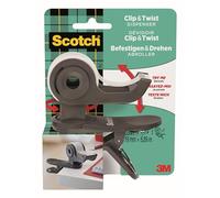 Scotch Dévidoir Clip&Twist C19 Gris rechargeable +1 rouleau ruban invisible Scotch Magic 19mm x8,89m