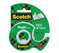 Scotch Dévidoir de ruban à main Magic rechargeable, en plastique avec rouleau adhésif Magic 810 Invisible 19 mm x 15 m