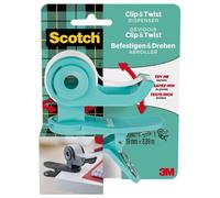 Scotch – Dévidoir Clip & Twist C19 rechargeable turquoise + 1 rouleau Scotch Magic 19 mm x 8,89 mm