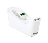 Scotch Dévidoir de Ruban C18, Blanc + Magic Tape, 1 Rouleau, 19 mm x 33 m | Dévidoir Rechargeable pour la Maison et le Bureau avec Ruban Adhésif Universel pour Réparer Documents, Étiqueter et Sceller