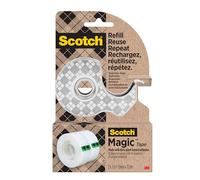 Scotch Dévidoir de Ruban en Acier Inoxydable, Argent + Scotch Magic Ruban, Fabriqué avec 66% d'Adhésif à Base de Plantes, 19 mm x 13,9 m, 1 Dévidoir à Main + 2 Rouleaux/Pack