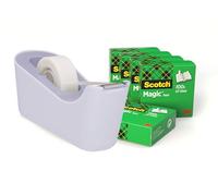 Scotch Distributeur de Ruban Adhésif C18 + 4 Rouleaux de Ruban Invisible Magic (19 mm x 33 m) - Idéal pour l'École, la Maison et le Bureau