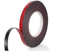 Scotch Double Face Extra Fort, 1 Rouleau (10MM*10M) Noir Mousse PE Film Rouge Imperméable et ultra Résistant aux Hautes