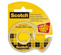 Scotch Double Face Ruban Adhésif, 1 Roul. sur Dévidoir à Main, 12,7mmx7,89m | Ruban Double Face Transparent Longue Durée pour Photos, Affiches, Loisirs Créatifs, Réparations ; Fort, Sans Danger d'Abîmer