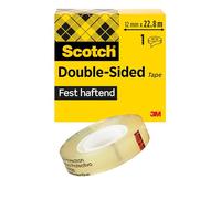 Scotch Double Face Ruban Adhésif, 1 Rouleau, 12 mm x 22,8 m | Ruban Double Face Transparent Longue Durée pour Photos, Affiches, Loisirs Créatifs, Réparations ; Fort, Sans Danger d'Abîmer