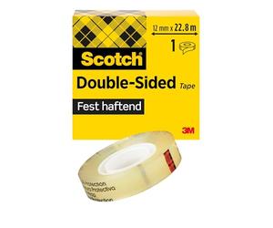 Scotch Double Face Ruban Adhésif, 1 Rouleau, 12 mm x 22,8 m | Ruban Double Face Transparent Longue Durée pour Photos, Affiches, Loisirs Créatifs, Réparations ; Fort, Sans Danger d'Abîmer
