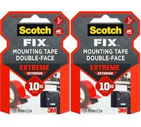 Scotch FIX Ruban Adhésif Double Face de fixation Extrême pour Extérieur, 19 mm x 1,5 m - Pour un Usage Extérieur extrême, avec la Technologie avancée 3M, Noir (Lot de 2)