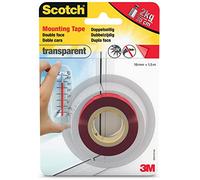 3M Scotch-Fix Ruban de montage transparent 4910C-1915-P, 19 mm x 1,5 m, Tient jusqu'à 7 kg, 1 kg/20 cm x1 morceau
