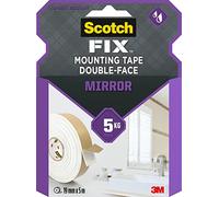 Scotch-Fix Ruban de Montage Double-Face pour Miroirs - 1 Rouleau, 19 mm x 5 m - Intérieur, Salles de Bain, Cuisines - Céramique, Bois, Métal, Verre, Murs Peints - Sans Outils - Supporte jusqu'à 5 kg