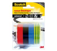 SCOTCH - Ruban adhésif - Universel - Électrique - Lot de 4 coloris assortis - 15 mm x 10 m