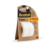 Scotch Lot de 2 rouleaux de ruban adhésif en papier, inscriptible, translucide, emballage recyclable, 1,9 x 1,5 cm