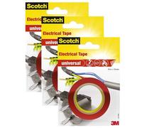 Scotch Lot de 3 Rubans Isolant Universel PVC 15 mm x 10 m Rouge