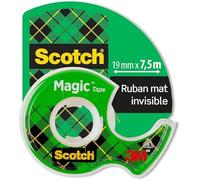 Scotch Ruban adhésif Magic + dévidoir manuel – 19 mm x 7,5 m – Invisible