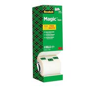 Scotch Magic Tape Ruban adhésif invisible largeur 19 mm x longueur 33 m (Lot de 7 + 1 OFFERT)