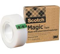 Scotch Magic Ruban Adhésif Invisible Fabriqué avec des Matériaux d'origine Végétale - 1 Rouleau 19 mm x 30 m - Adhésif végétal sans Solvant, Emballage en carton 100 % Recyclé