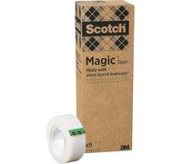 Scotch Magic Ruban Adhésif Invisible Fabriqué avec des Matériaux d'origine Végétale - 9 Rouleaux 19 mm x 30 m - Adhésif végétal sans Solvant, Emballage en carton 100% Recyclé