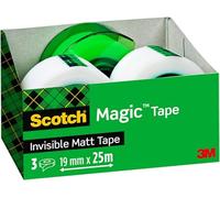 Scotch - Pack de 3 rubans Scotch Magic 19mmx25m + 1 dévidoir vert translucide G