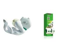 Scotch Magic Ruban Invisible - 8 Rouleaux - 19mm x 33m & Distributeur de Ruban Adhésif Chat - 1 Distributeur + 1 Rouleau Ruban Magique Scotch - Blanc