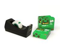 Scotch Ruban adhésif Lot de 4 rouleaux 19 mm x 33 m + dévidoir C38 gratuit