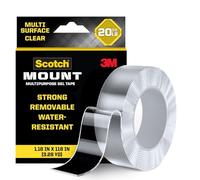 Scotch-Mount Ruban adhésif double face multifonction - Amovible et résistant à l'eau - Transparent - Rouleau de 3 cm x 299,7 cm - Supporte jusqu'à 9,1 kg