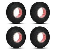 Scotch Noir Isolant Électricien - 4 Pièces 19 mm x 15 m, Ruban Adhésif Tissu pour Câbles, Chatterton Noir Résistant à la Chaleur, Voiture & Bricolage