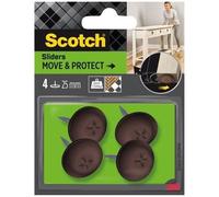 Scotch Patin glisseur à clouer plastique alvéolé Ø 25 mm Marron - Lot de 4