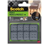 SCOTCH - Patin glisseur - Adhésif - Carré à alvéoles - Ø 24 mm - Gris - Lot de 8
