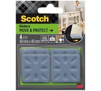SCOTCH - Patin glisseur - Adhésif - Carré à alvéoles - Ø 40 mm - Gris - Lot de 4