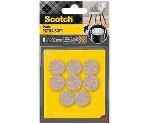 SCOTCH - Patin glisseur - Adhésif - Feutre laine - Extra soft - Rond - Ø 22 mm - Beige - Lot de 8