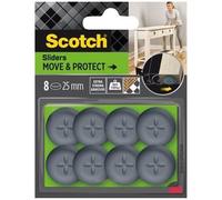 Scotch Move & Protect Sliders SP62A06, adhésif, Gris, Ø 25 mm, 8/Paquet - 150 kg