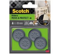 SCOTCH - Patin glisseur - Adhésif - Rond à alvéoles - Ø 30 mm - Gris - Lot de 4