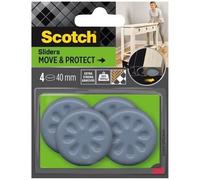 SCOTCH - Patin glisseur - Adhésif - Rond à alvéoles - Ø 40 mm - Gris - Lot de 4