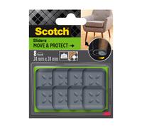 Scotch – Patin glisseur adhésif alvéolé 24 x 24 mm Gris – Lot de 8