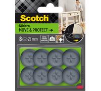 Scotch Patin glisseur adhésif rond à alvéoles Ø 25 mm Gris – Lot de 8