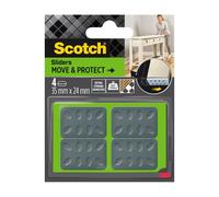 Scotch – Patin glisseur adhésif alvéolé – 35 x 24 mm – Gris – Lot de 4