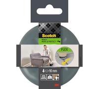 Scotch Patins Glisseurs Move & Protect Flex, Adhésifs, 90 mm, 4 Pièces, Gris - Patins Glisseurs pour Tapis et Meubles, Réutilisables et Robustes, Protection et Réduction du Bruit, 700kg