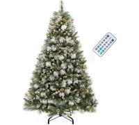 Scotch Pin Sapin de Noël Artificiel de 180 cm avec télécommande - Sapin de Noël prêt à l'emploi,avec Pommes de pin et Aiguilles