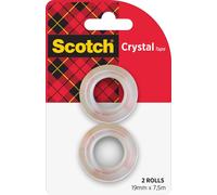 Scotch - Ruban adhésif Crystal ft 19 mm x 7,5 m, blister avec 2 rouleaux