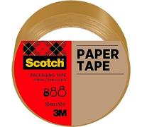 Scotch Ruban Adhésif d’expédition en Papier, Havane, 50 mm x 50 m, 1 Rouleau/Paquet - Pour Fermeture des Colis et Enveloppes de Faible Poids