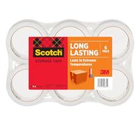 Scotch Ruban adhésif d'emballage de stockage durable, 4,8 cm x 54,6 m, conçu pour le stockage et l'emballage, reste scellé dans des conditions météorologiques extrêmes, noyau de 7,6 cm, transparent, 6 rouleaux (3650-6)