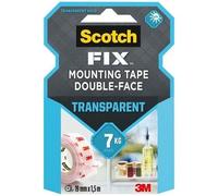 3M Scotch-Fix Ruban de montage transparent 4910C-1915-P, 19 mm x 1,5 m, Tient jusqu'à 7 kg, 1 kg/20 cm x1 morceau