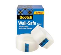 Scotch Ruban adhésif mural, 2 rouleaux de recharge, ruban adhésif mural transparent amovible avec finition mate pour accrocher des photos, de l'art et de la décoration, 1,9 x 3,3 cm